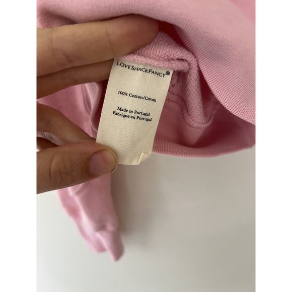 LoveShackFancy Kirby Hoodie Pink Sweatshirt Size XS cropped - Picture 3 of 9